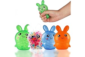 4 Pack Squishy Easter Bunny Stress Balls for Easter Basket Goodies, Easter Toys Gifts