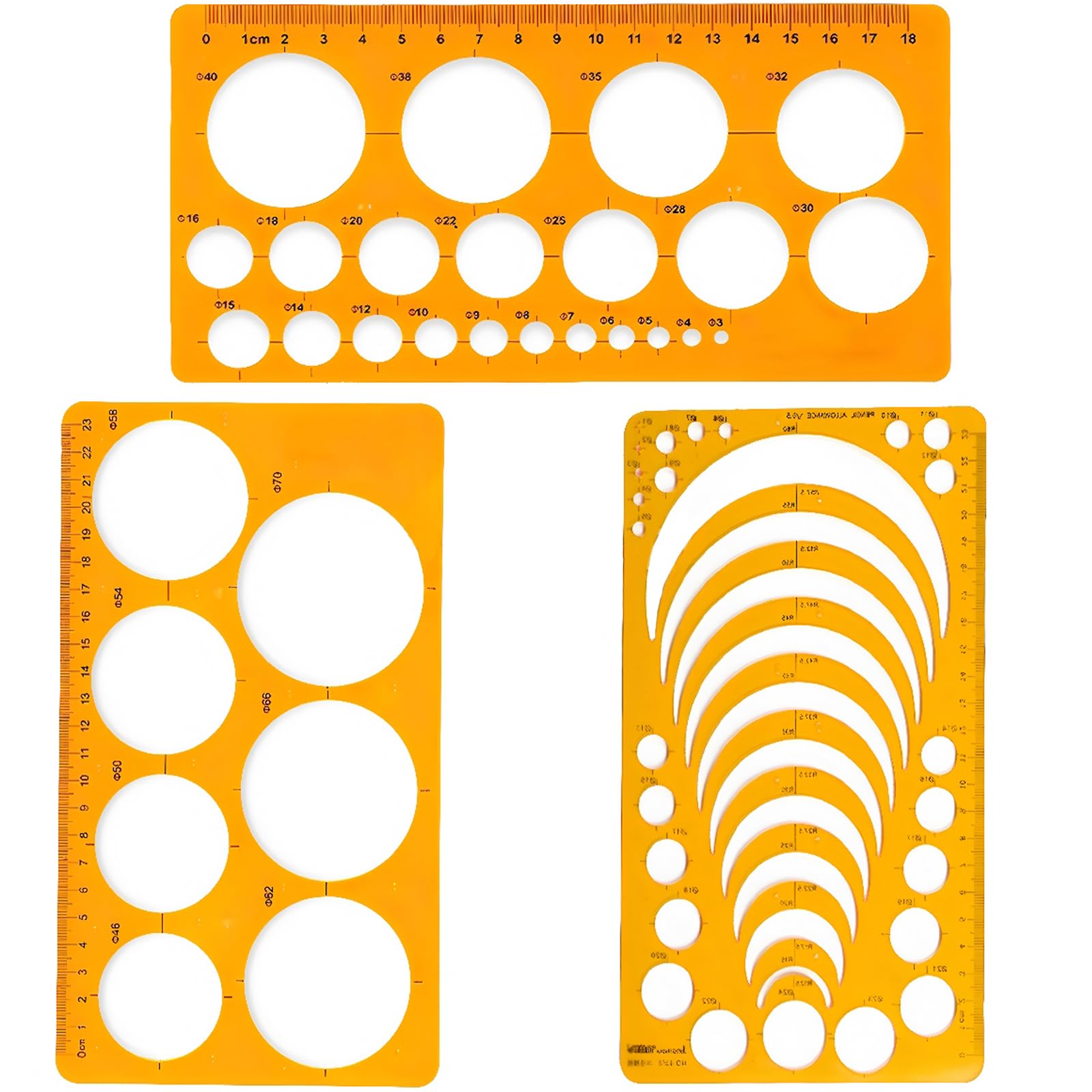 Set 3 Stencil Circolari Trasparenti - Modelli Per Disegnare Cerchi