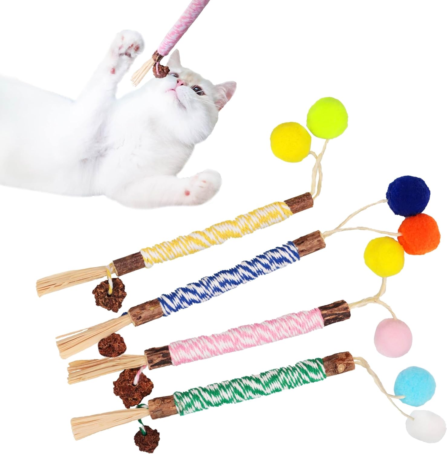 Mittens 4 Pcs Color Pop Play Sticks, Cat Silvervine Chew Sticks
