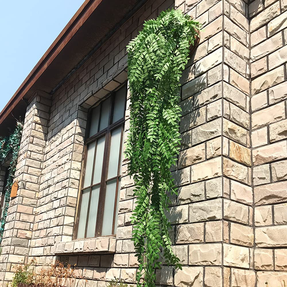 ND Large Artificial Hanging Silk Willow Leaves Bunch Greenery Olive Leaf Garland for Wedding Backdrop Arch Wall Home Garden Decor (77 inches, Green)