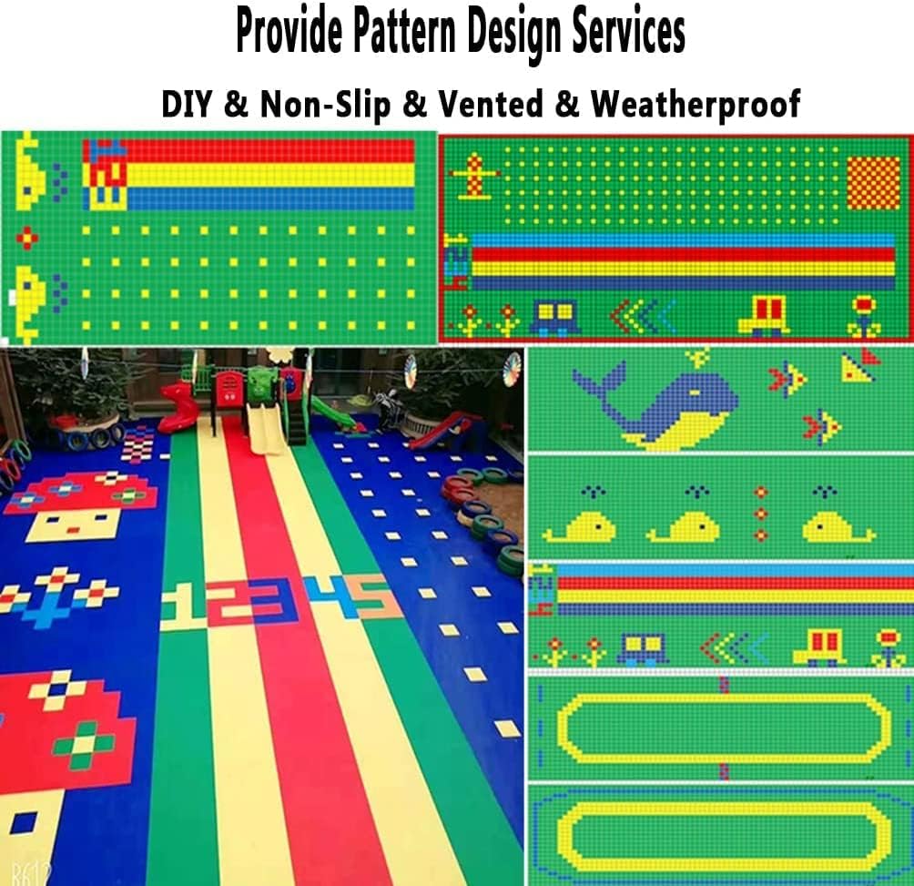 Modular Interlocking Floor Tiles 25CM Modular Interlocking Floor Tiles Sports Floor, Kindergarten Amusement Park School Playground Gymnasium Color Splicing,Red-16PCS