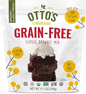 Otto's Naturals Grain-Free Classic Brownie Mix, 11.1 Oz., Top 9 Allergen-Free, Organic Cassava Flour, Gluten Free, Non-GMO, Vegan, Plant-Based