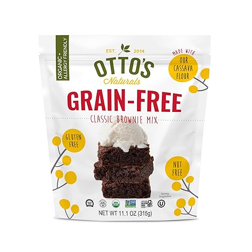 Otto's Naturals Mezcla de brownie clásica sin granos, 11.1 onzas, sin alérgenos, harina de yuca orgánica, sin gluten, sin OMG, vegano, a base de