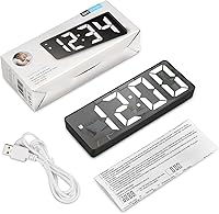 Vista 8 de Reloj digital para durmientes pesados, despertadores para dormitorios, reloj despertador digital LED, pantalla grande, reloj de escritorio