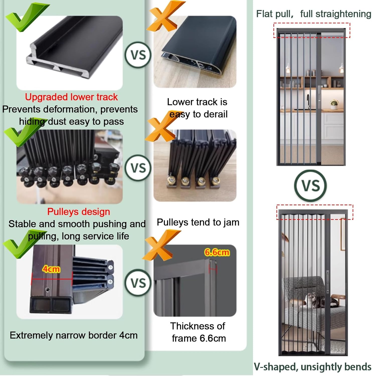 Transparent Acrylic Aluminum Folding Sliding Door for Interior Hallways, 68.5x203cm, Energy Efficient, Stylish Design, Black Frame, Ideal for Home & Office Spaces.