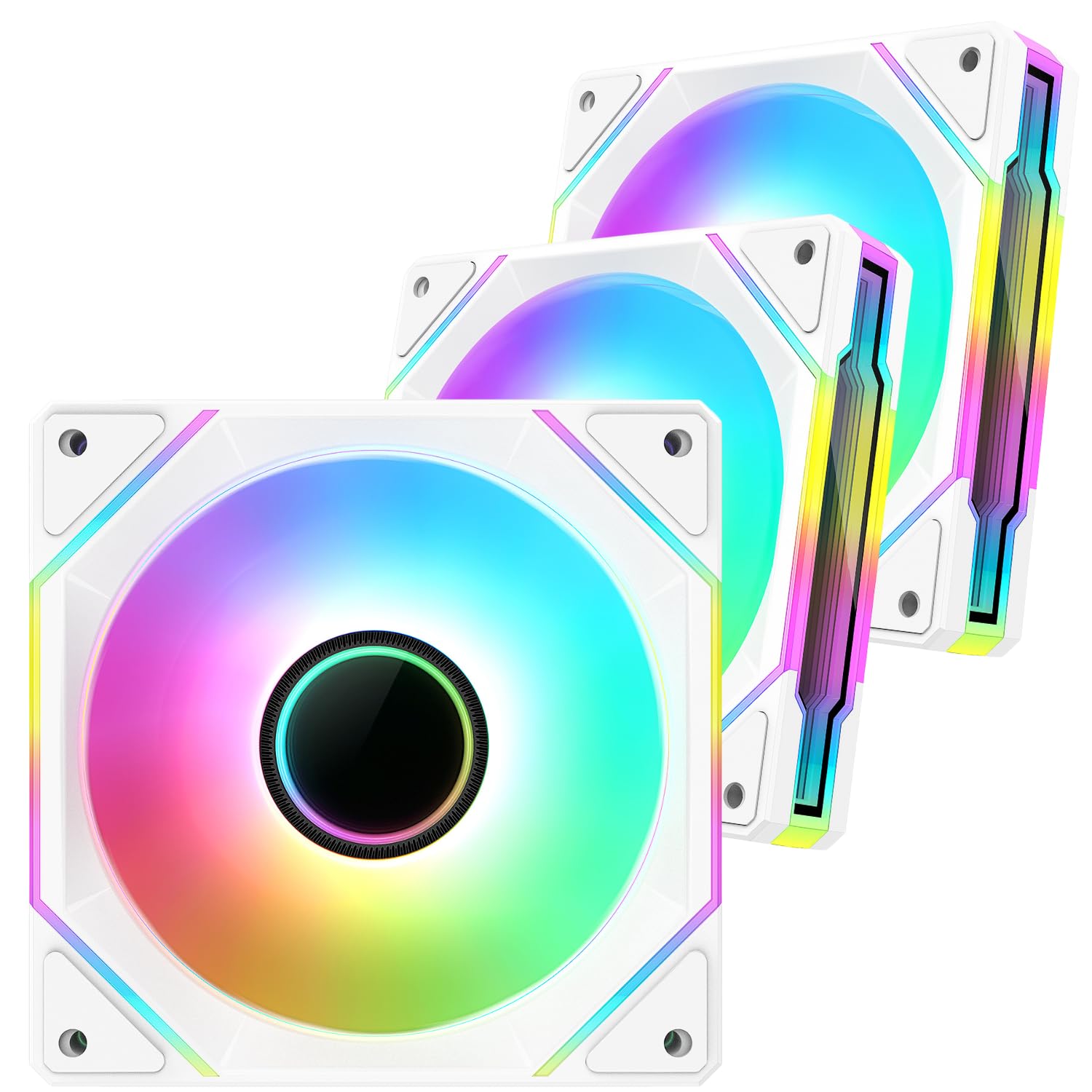 Cooler Power 120mm Black Mirror RGB Fans, Premium PC Fans, High Airflow, Ultra-Quiet Speed Control (PWM), Universal RGB SYNC(Aura, Fusion, Mystic) (