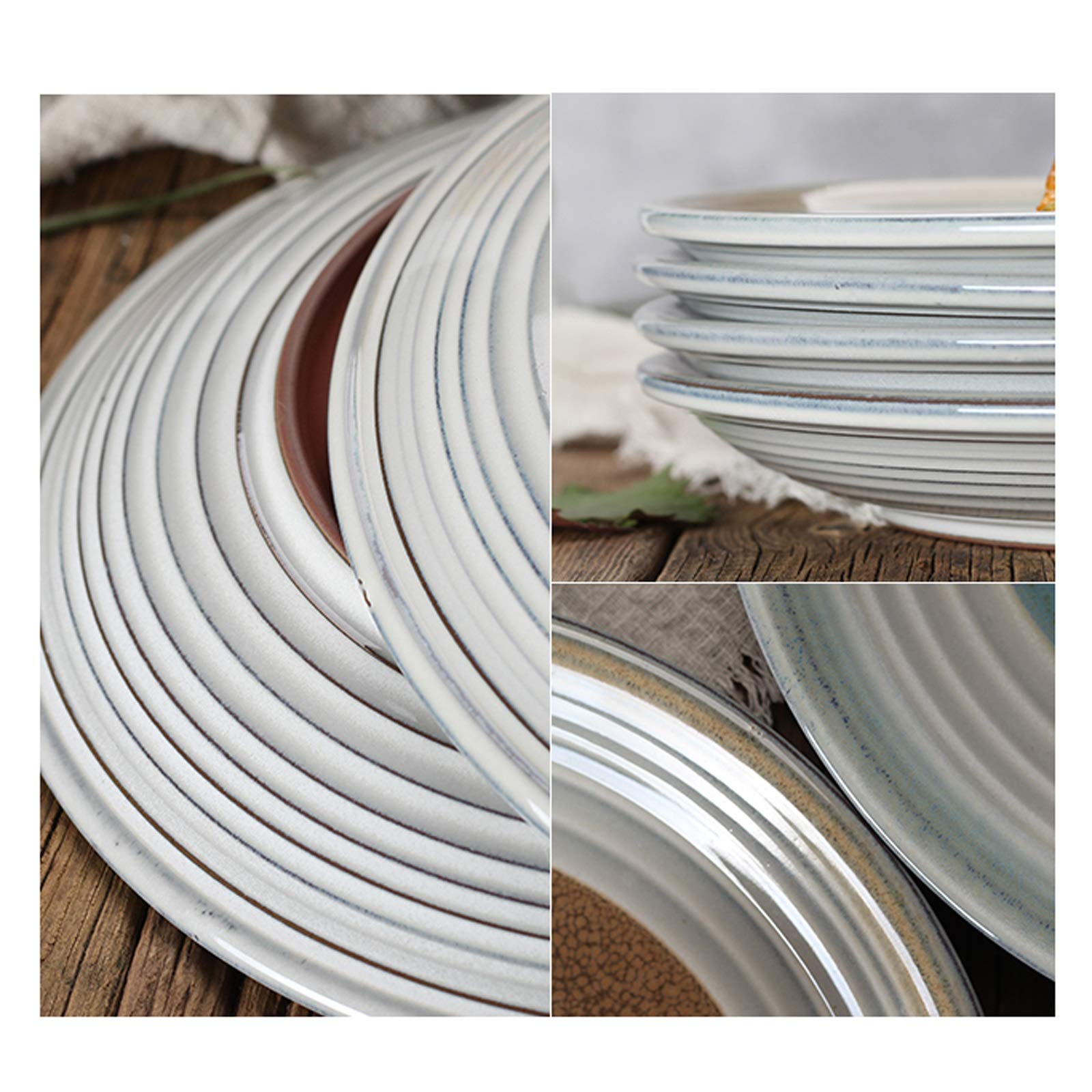 Speiseteller Glasierte Porzellanplatte, runde Salat-Dessert-Platten, fortgeschrittene Dinner-Platten, die for Familien, Restaurant, Party geeignet sind. Flachteller(B,2pack)