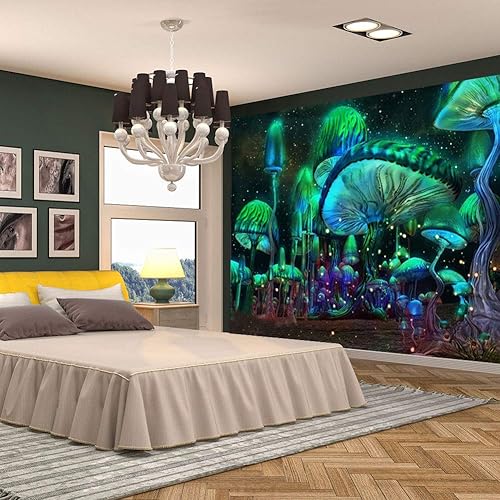 Miniatura 4 de Tapiz de hongos trippy con ondas de fantasía hippie y nebulosa, para colgar en la pared para dormitorio, sala de estar, dormitorio, decoración de 51