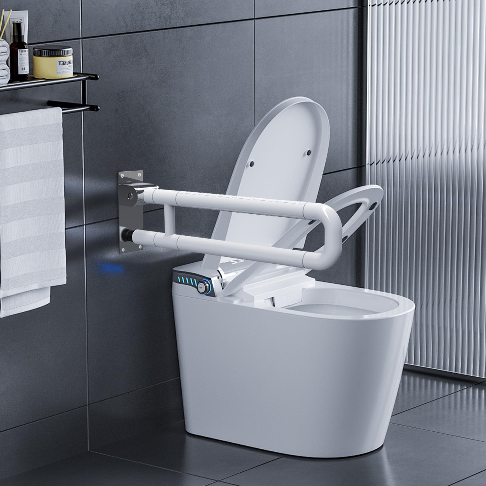 Barra de Apoyo Baño, Mango de movilidad para la Bañera, Baño (75cm) | Baranda de Baño, SUS 304 mango de seguridad antideslizante con fluorescencia para baño, bañera Antideslizante Durable