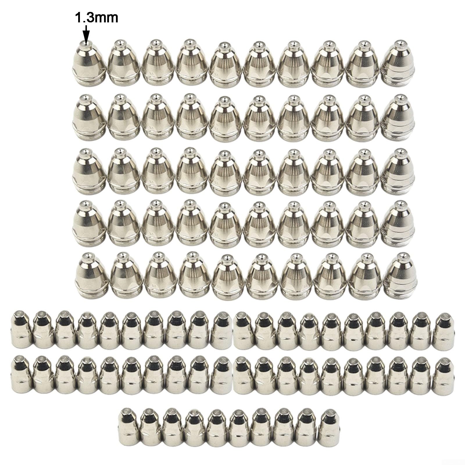 50pcs Plasma Torch Consumables + 50pcs Electrode Tip Nozzle for P-80 Air Plasma Cutting, for P80 Plasma Cutter Nozzle Electrodes Consumables Kit(1.3mm)