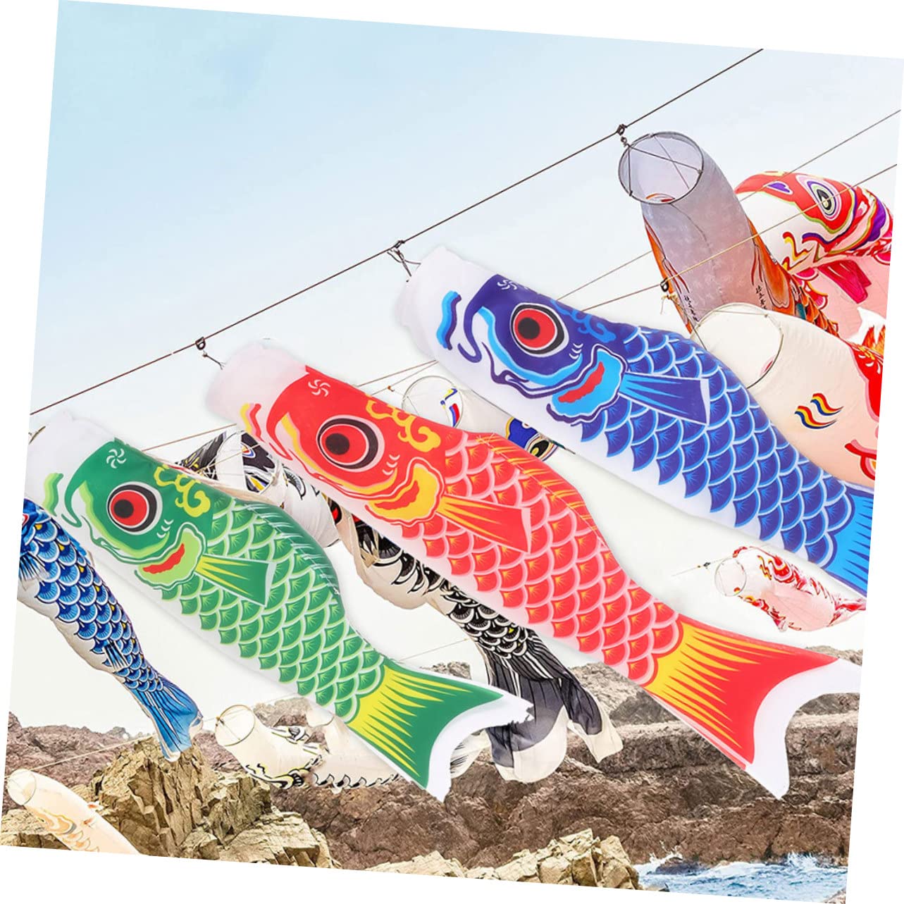 GALPADA 12 Stck. Teiliges Karpfen Windsack Japanische Gartendeko Hängend Outdoor Windfahne Robust Bunte Koi Fisch Windrichtung Flagge Für Garten Terrasse Party Zufällige