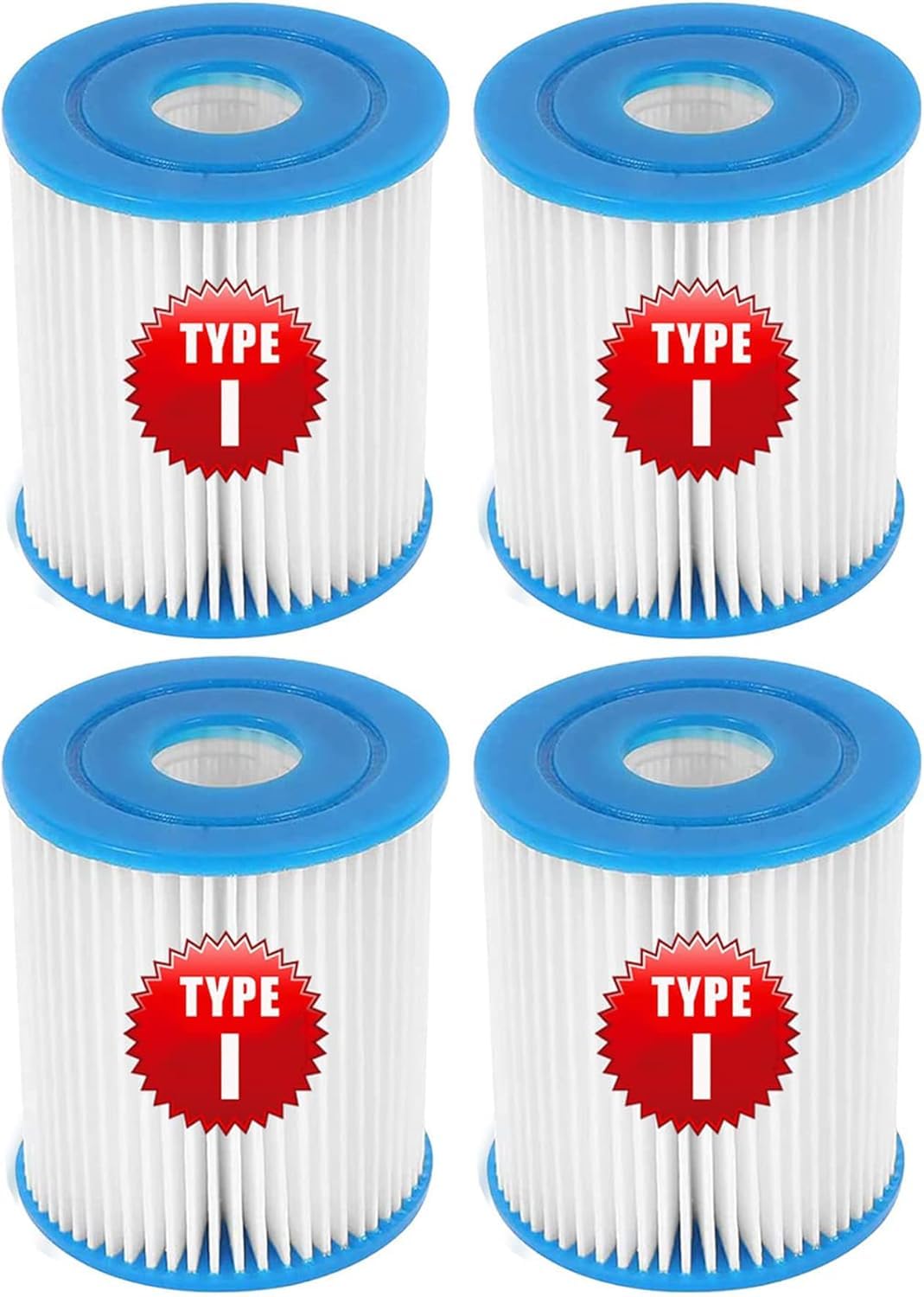 Typ I Filterkartusche für Bestway Aufstellpool, Ersatzfilterkartusche für aufblasbares Schwimmbad, 3,1 x 3,5 Zoll, 58093-17, 4 Stück