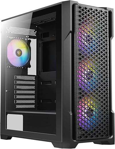 ANTEC AX Series AX90 Mid-Tower ATX Gaming Case, High-Airflow Mesh Front Panel, 4 x 120mm ARGB Fans Included, Tempered Glass Side Panels, 360mm…