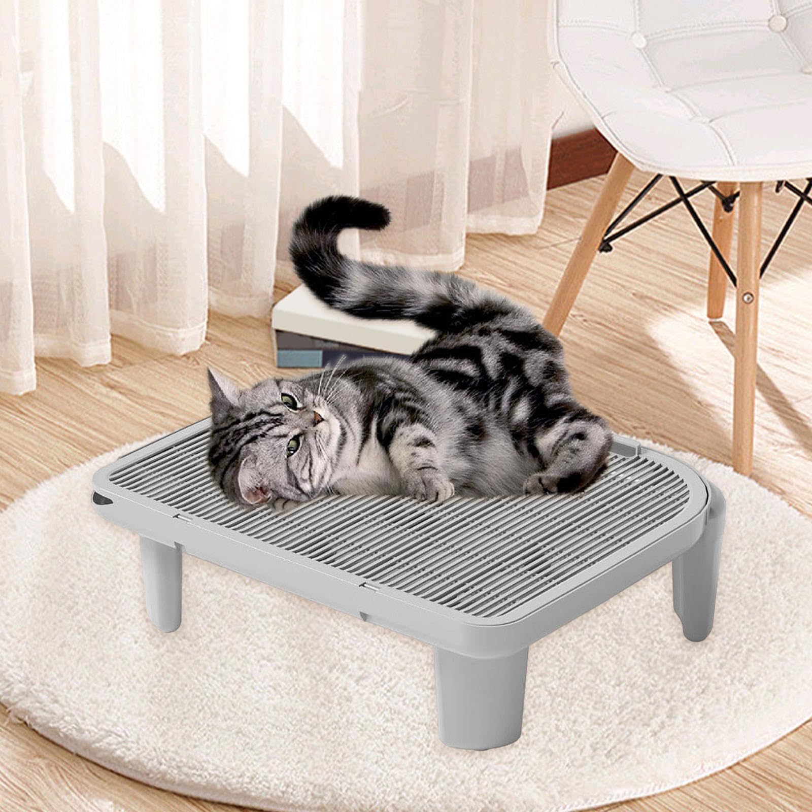 Tapis de Litière pour Chat, Tapis de Sol, Tapis Anti-griffures, Tapis de Protection pour Animaux, Lavable, pour Chambre et Salle de Bain, Gris