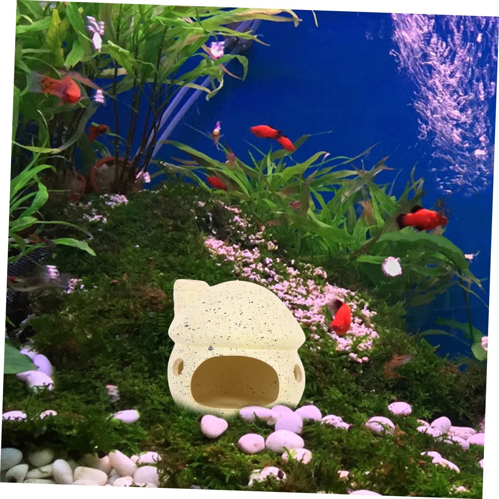 POPETPOP 3 Juegos Olla De Barro del Tanque De Peces Adornos Paisajismo Cueva De Peces Decoración Pecera Decoración De Pecera Peceras Olla De Barro De Pescado Cueva del Acuario 2 Piezas * 3