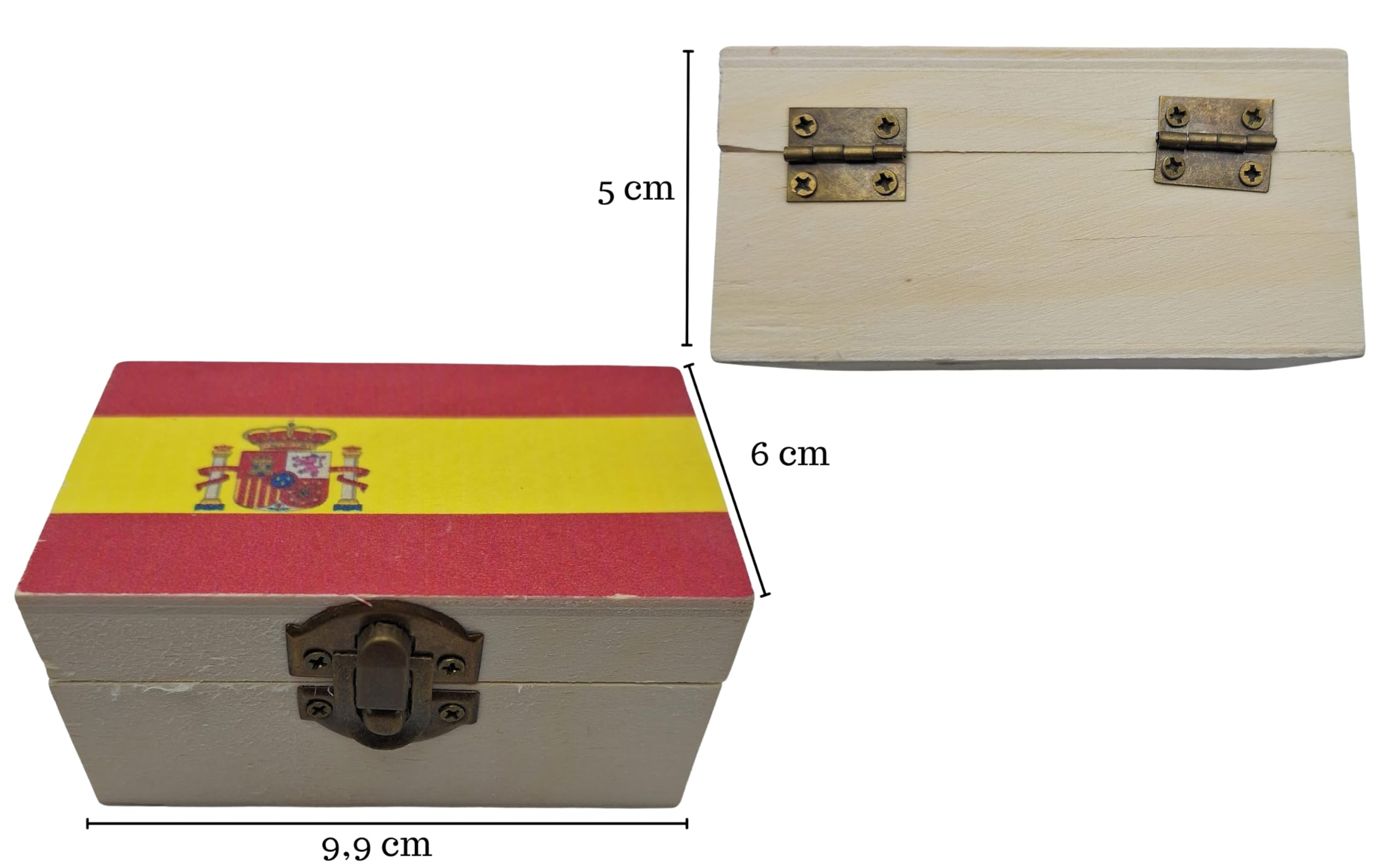 Mechero de Recargable Dorado con Grabado del Escudo de España o Escena Taurina. Se Envía en Cajita de Madera con la Bandera de España. (Escudo de España)