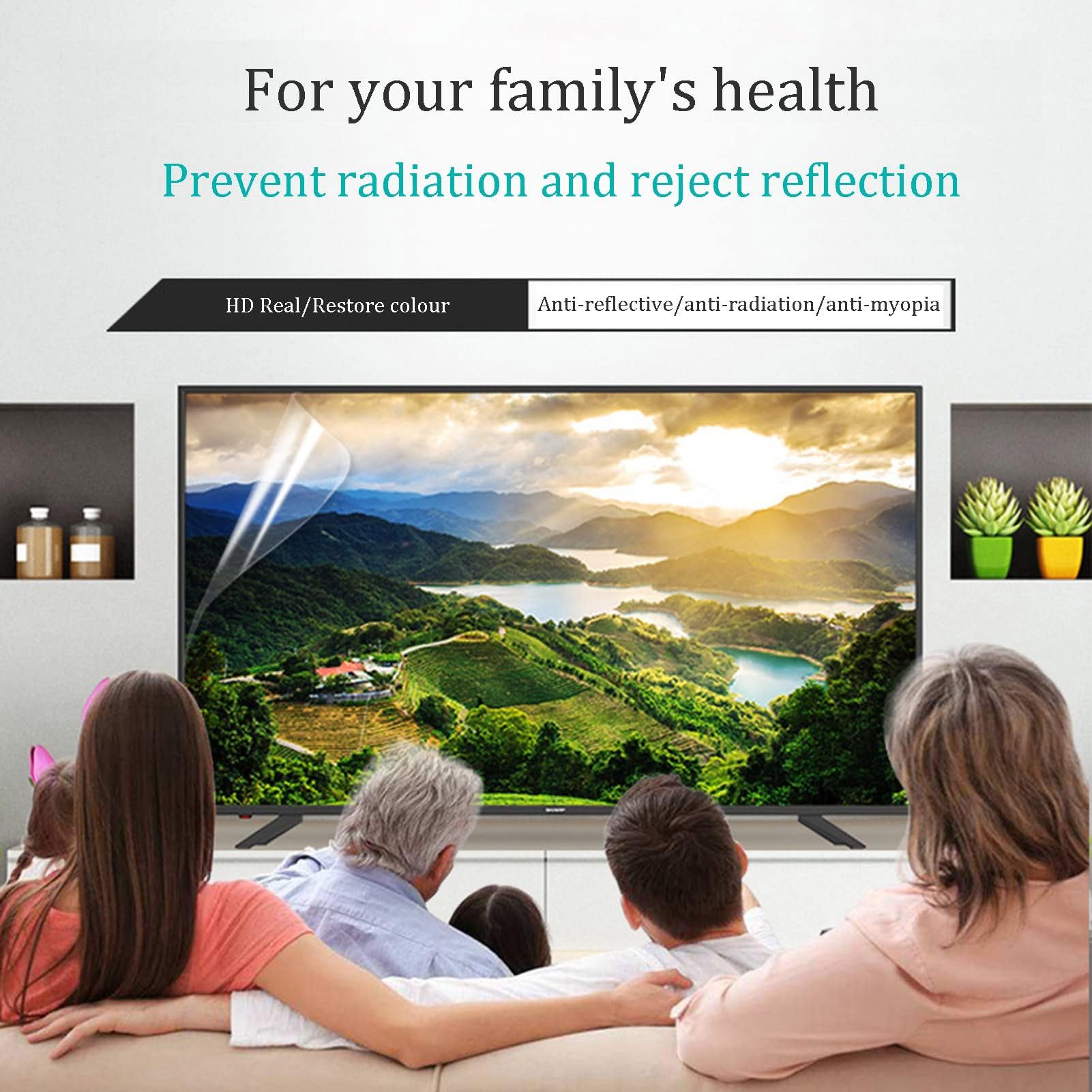 55-Zoll TV-Displayschutz – Extrem Stoßfest Transparent Und Entspiegelt – Matte Anti-Reflex-Folie – Geeignet zur Filterung Von Blaulicht,55” 1211 * 682mm