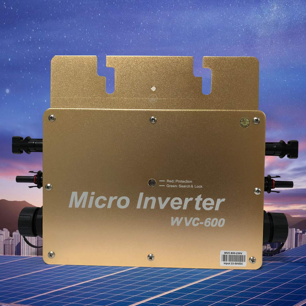 Inverter Solare Digitale WVC-600W IP65 Impermeabile, MPPT, 600W, 22-50V DC, 2.3kV AC, 99% di Efficienza, 1 Unità