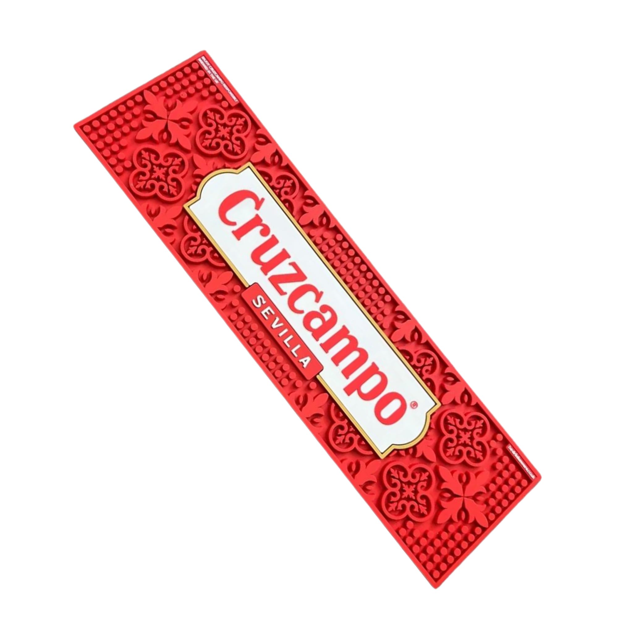 Cruzcampo Rubber Bar Runner, Roxley Slide ProofRed and Gold, 60 cm