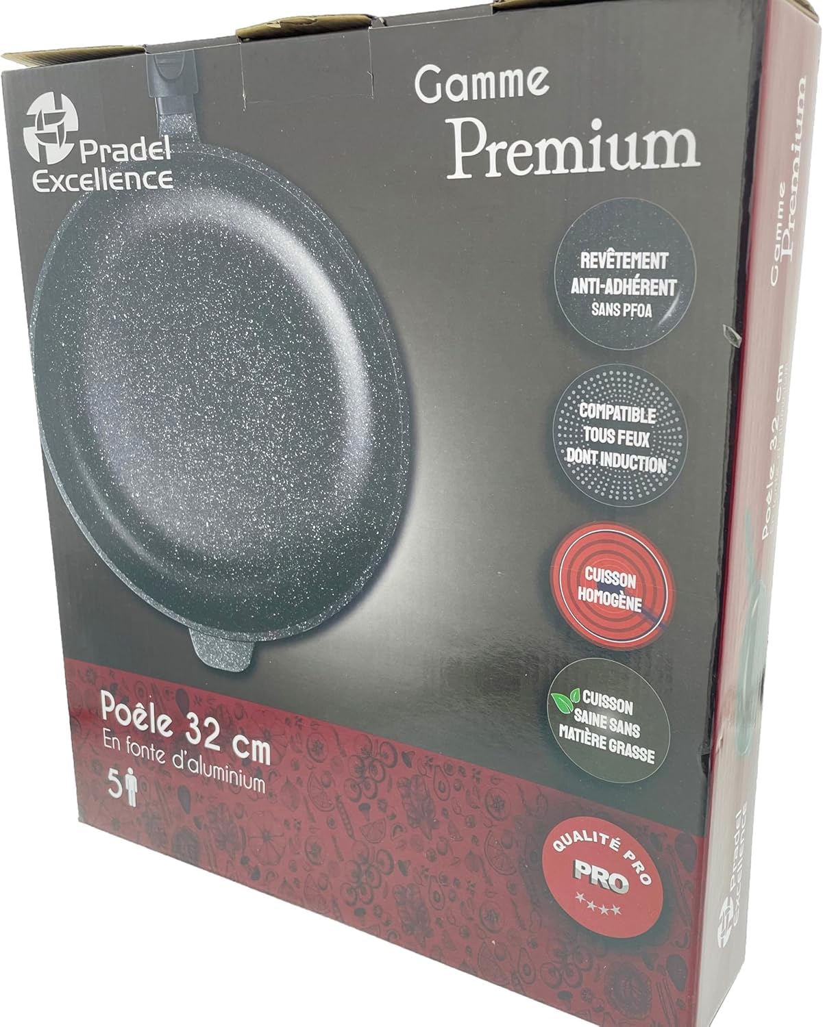 Pradel Excellence - PCUI001017 - Pentola lenta in ghisa di alluminio premium, Ø32 cm, coperchio in vetro - Rivestimento antiaderente in pietra - Manico rimovibile - Qualsiasi fuoco
