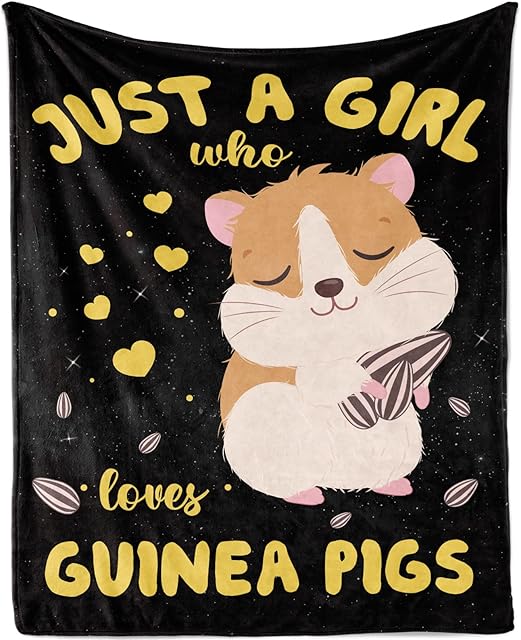 Just A Girl Who Loves Guinea Pigs Blanket for Kids Girls Guinea Pig Throw Blankets Gifts for Guinea Pig Lovers Soft Cozy Lightweight Flannel Fleece Guinea Pig Blanket Throw for Sofa Couch, 100x130cm