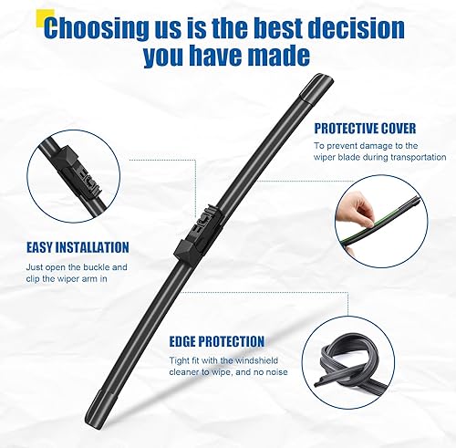 Miniatura 5 de Limpiaparabrisas de 24 + 20 pulgadas con limpiaparabrisas trasero de 15 pulgadas, repuesto automotriz para Land Rover Range Rover 2017-2023, fácil