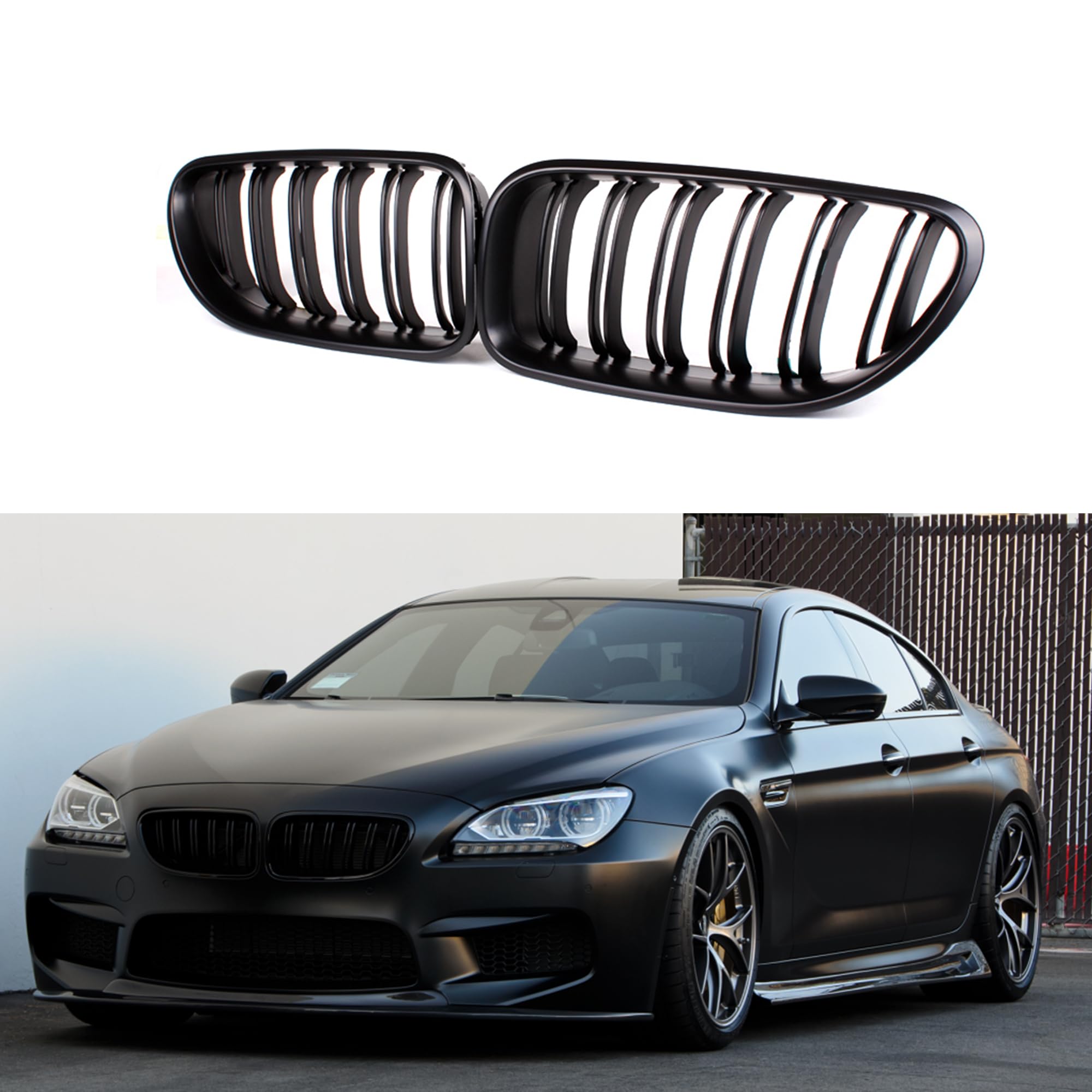 F06 Grille, ABS Front Replacement Kidney Grill for 6 Series F06 F12 F13 Matt Black