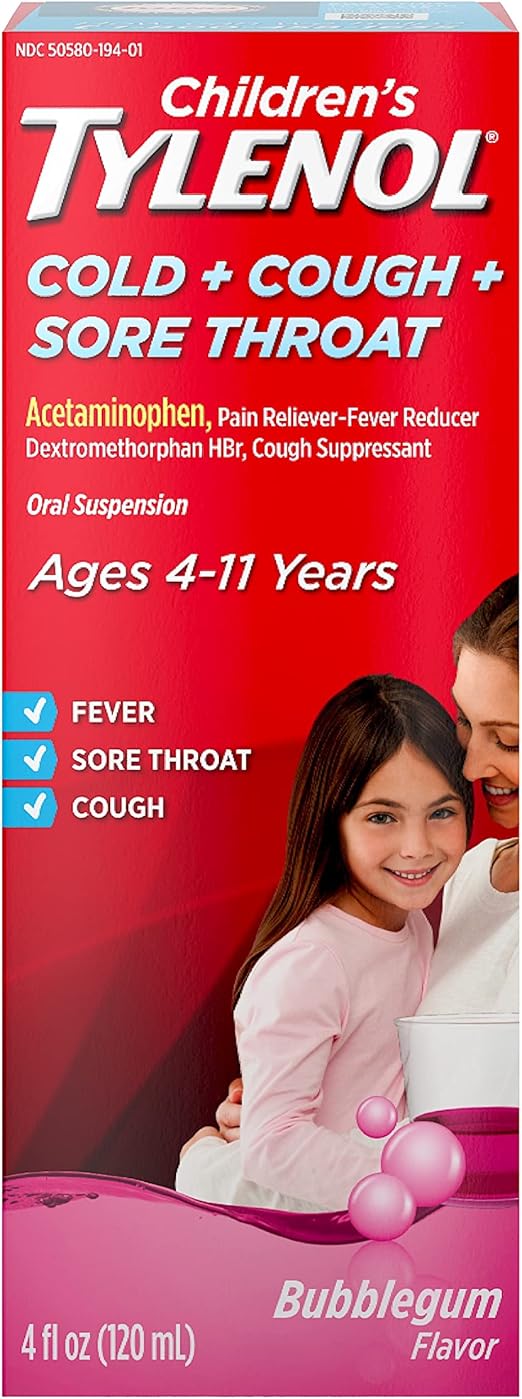 Children's TYLENOL Cold + Flu Oral Suspension, Bubblegum, 4