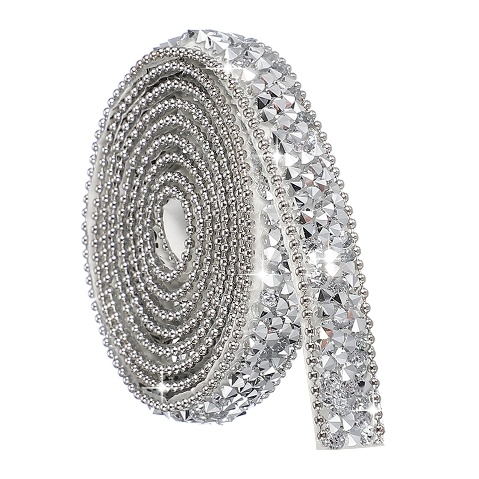 QUARKZMAN 1 rolka pasków samoprzylepnych z kryształkami, 1 stocznia błyszcząca żywica Rhinestone wstążka do rękodzieła DIY ślub Boże Narodzenie przyjęcie urodzinowe, srebrny