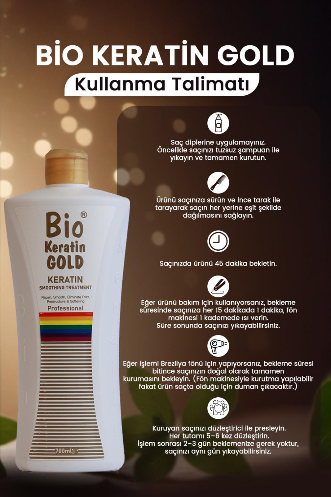 Bio-Keratin Gold 700 ml Keratin Gold Haarpflegeprodukt – für Glanz und Stärke