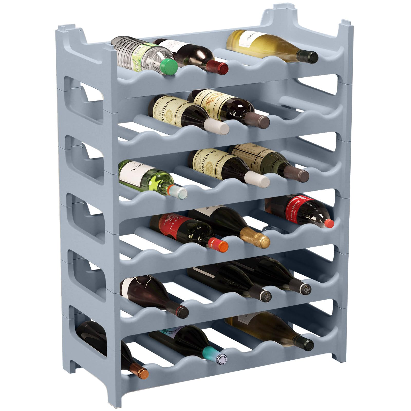 ARTECSIS Weinregal stapelbar – 36 Flaschen, modular erweiterbar, Betongrau
