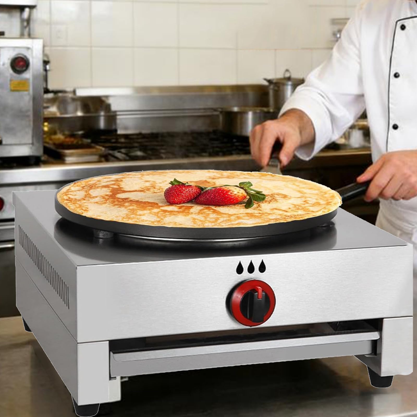 Maszyna do naleśników do naleśników, nieprzywierająca patelnia ze stali nierdzewnej, regulowana siła ognia, do chleba płaskiego, Blintzes, komercyjna