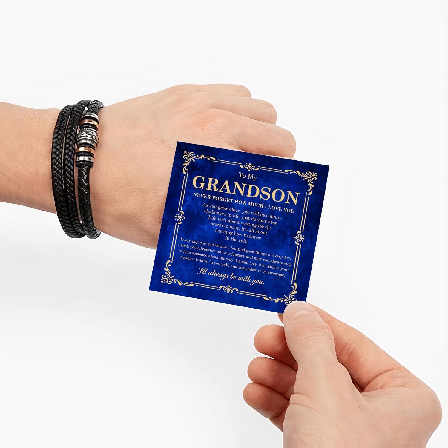 To My Grandson Bracelet From Mom Grandma, Handmade Braided Rope Bracelet Gift for Grandson From Grandparents, Valentines Birthday Graduation Day Christmas Gifts for Teenage