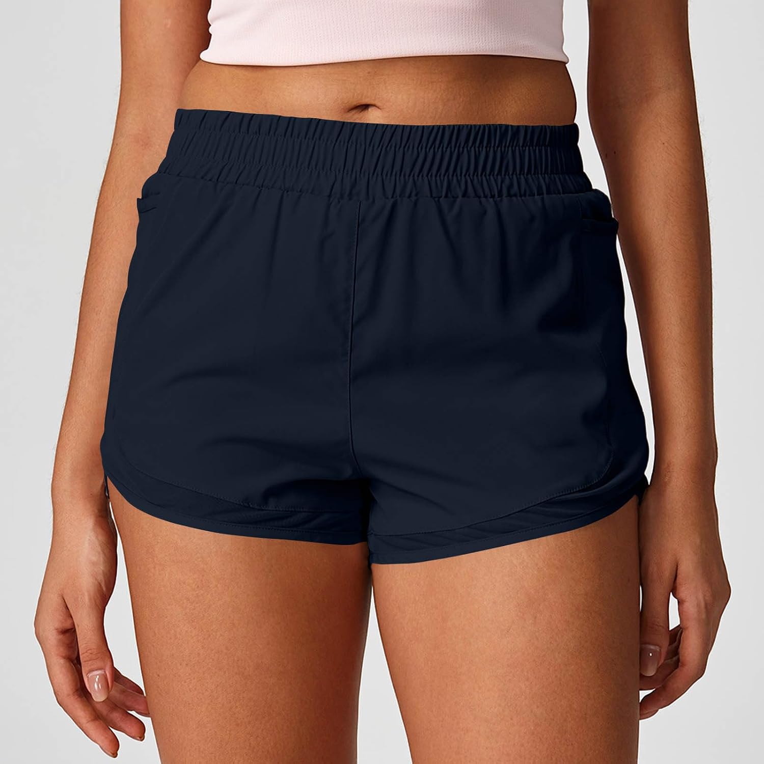 Running Shorts for Women - Elastic Low Waisted Quick Dry for Workout Sport Athletic Cycling with Pockets