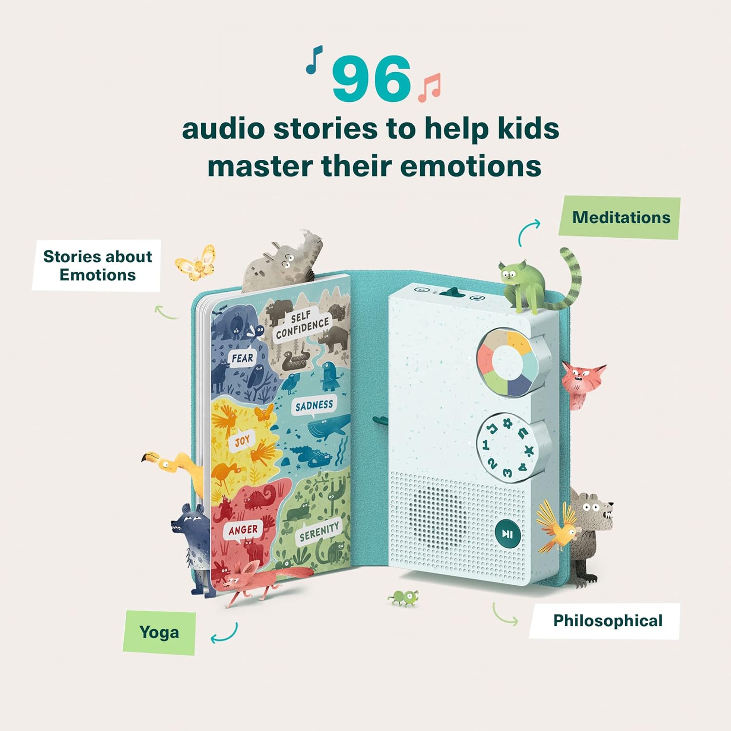 HoomKid Story Box Children's Audio Player - Stories, Meditation, Music, Workout for Kids - Relax & Sleep - Ages 3 to 10 - Screen Free & Disconnected, Emotional Management