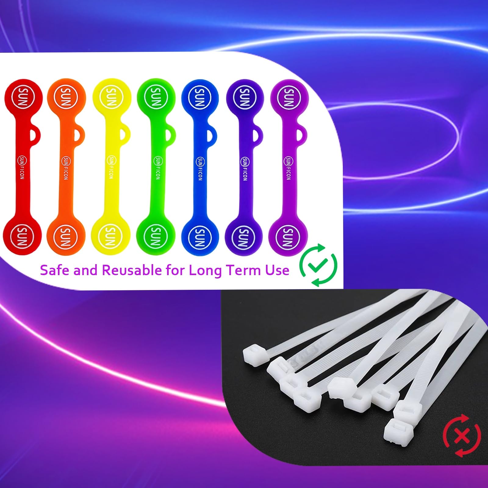 SUNFICON 14 Stück magnetische Kabel-Organizer, Regenbogen-Kabel-Clips, Ohrhörer, Kabelwickler, Lesezeichen, Whiteboard, Notiztafel, Kühlschrankmagnete, USB-Kabel-Manager, Kabelbinder, Büro, Schule