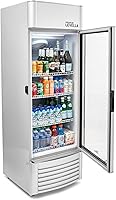 PremiumLevella PRF90DX 9.0 Cu Ft Glass Door Commercial Beverage Display Cooler - Silver, Customizable Lightbox, Locking Door