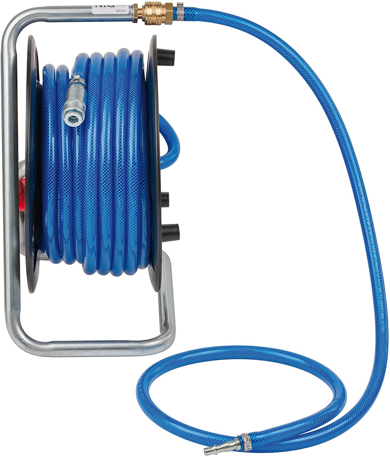 Brennenstuhl 1127010010 - Carrete de manguera antitorsión con manguera para aire comprimido de 20 metros Fabricado en Austria Manguera de 20 m, diametru-6/12 mm Robusto con soportes, Negro/Azul