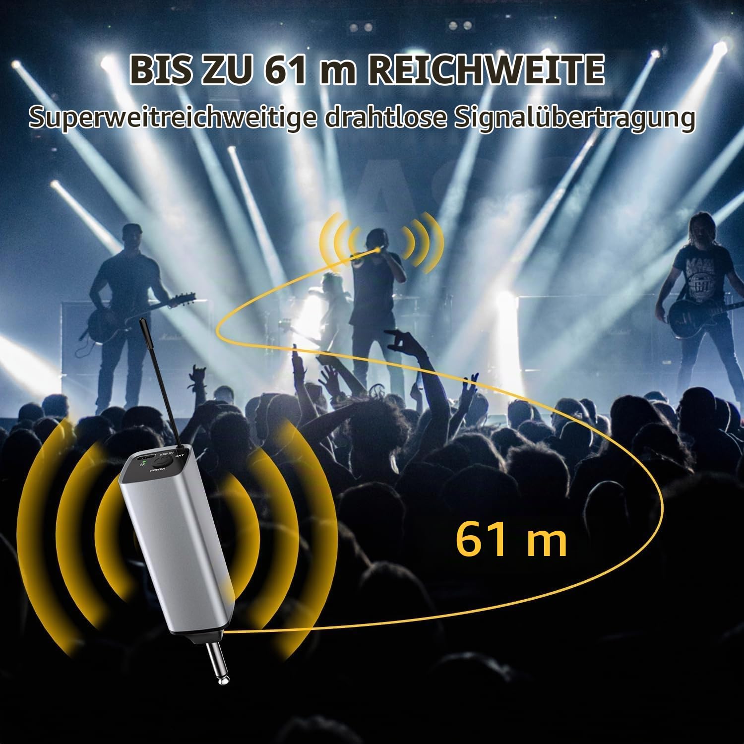 DigitConvert Mikrofon Kabellos, UHF Metall Kabelloses Dual-Handmikrofon, 1/4" Ausgang fur Verstärker, 200 Fuß Empfangsreichweite, für Karaoke, Gesang, Hochzeit, DJ, Party, Rede, PA