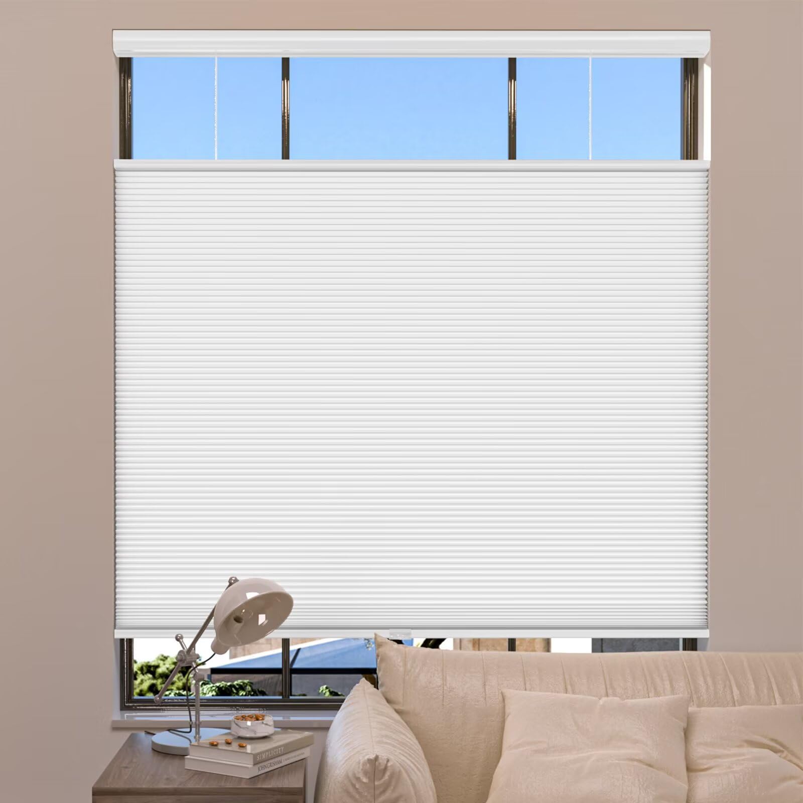 MYshade Top Down Bottom Up Shade Cordless Cellular Shades Blackout Blinds for Indoor Windows Room Darkening Window Blinds & Shades Easy to Install 41" W X 72" H (White)