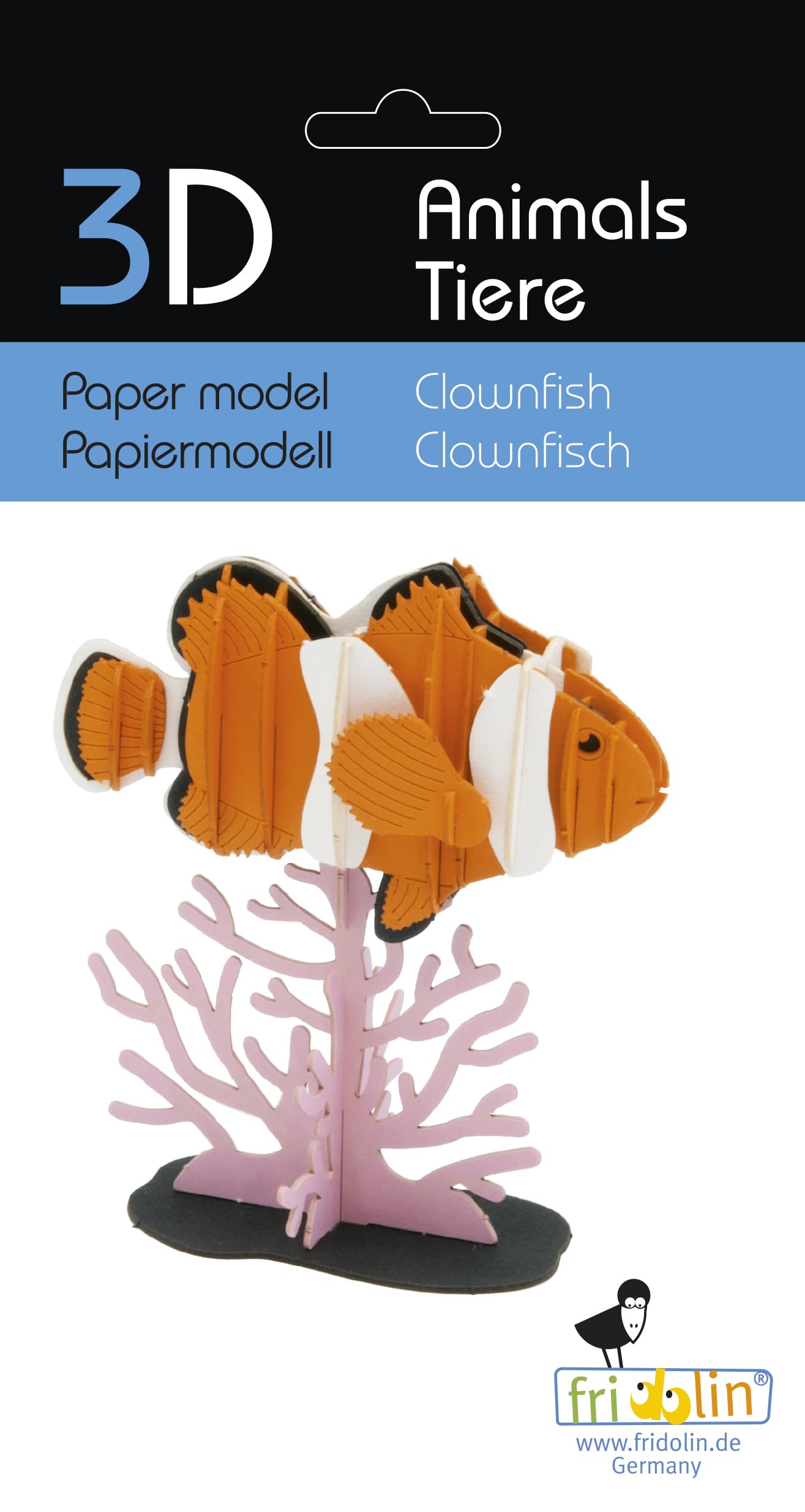 Fridolin 3D Paper Model - Clown Fish, orange, ca. 8,5 x 9 x 5 cm (montiert) - Image 2