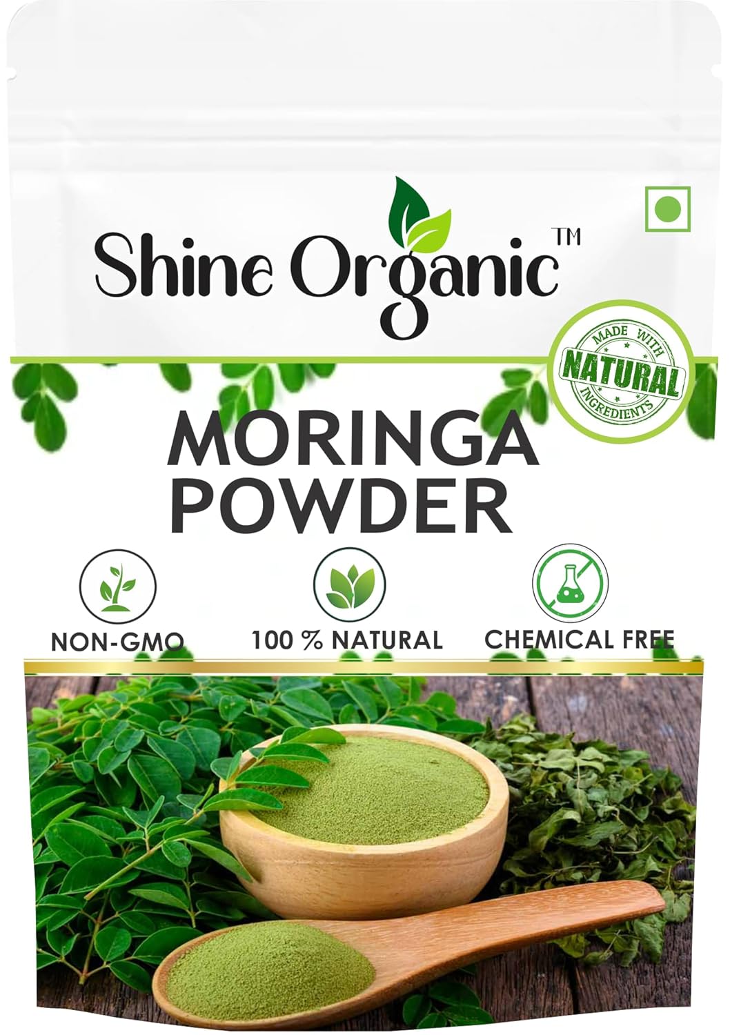 Shine Organic Moringa Leaf Powder Drumstick Leaf Powder Natural MultiVitamin Moringa Powder
