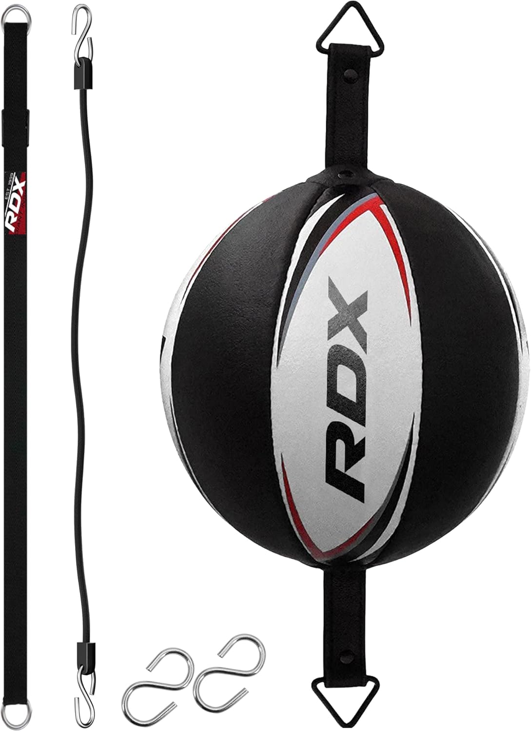 RDX Double End Bag Cow Hide Leather Heavy Hanging Boxing Adjustable Speed Punching Dodge Ball MMA, Kickboxing, Muay Thai, Training, Hitting, Workout Floor to Ceiling Rope