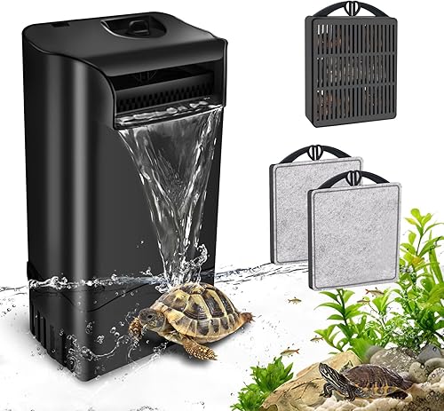 GOZILLA Filtro de tanque de tortuga de 148 GPH de 8 W, flujo de agua ajustable, filtro de acuario para tanque de bajo nivel de agua, filtro de