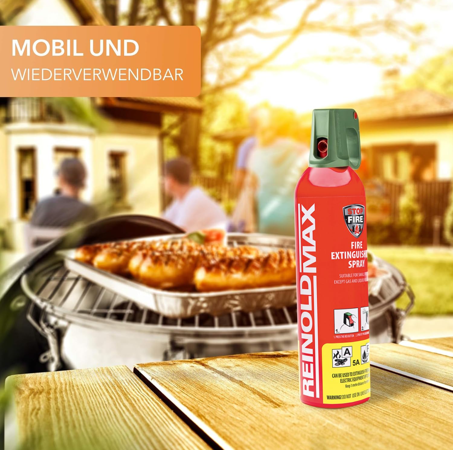 Xenotec Spray antincendio premium – 2 x 750 ml – 2 supporti da parete – Stopfire – estintore auto – Reinoldmax – incluso supporto da parete nero – riutilizzabile