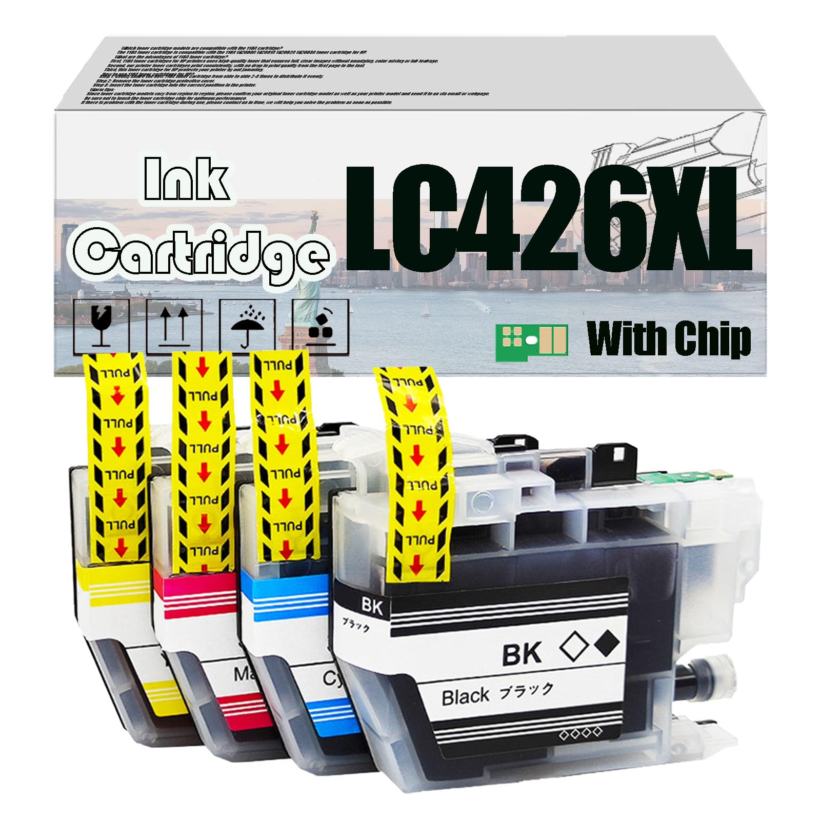 LC 426XL LC426XL Ink Cartridges, Compatible for Brother MFC-J4335DW MFC-J4340DW MFC-J4535DW MFC-J4540DW PrintersHigh Print Volume with Chip 1 Set