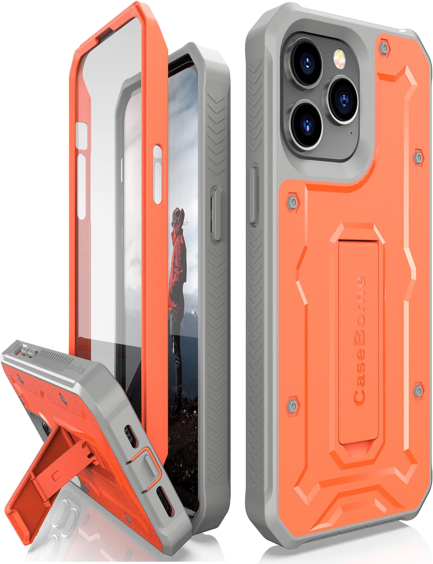 Magnetic Charging-Compatible Rugged Case With Holster & Tempered Glass Screen Protector Compatiable With Iphone 17 Pro Phone