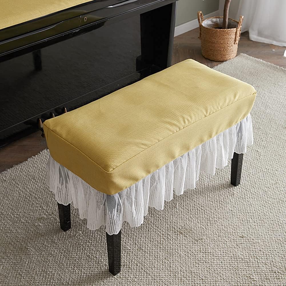 Upright Piano Cover Set Fashion Dustproofing Cover Piano Cover Upright Top Cover Electronic Piano Keyboard Cover Chair Cover, Luxury Thick Dustproof Cover Pia(Yellow-Double Chair Cover