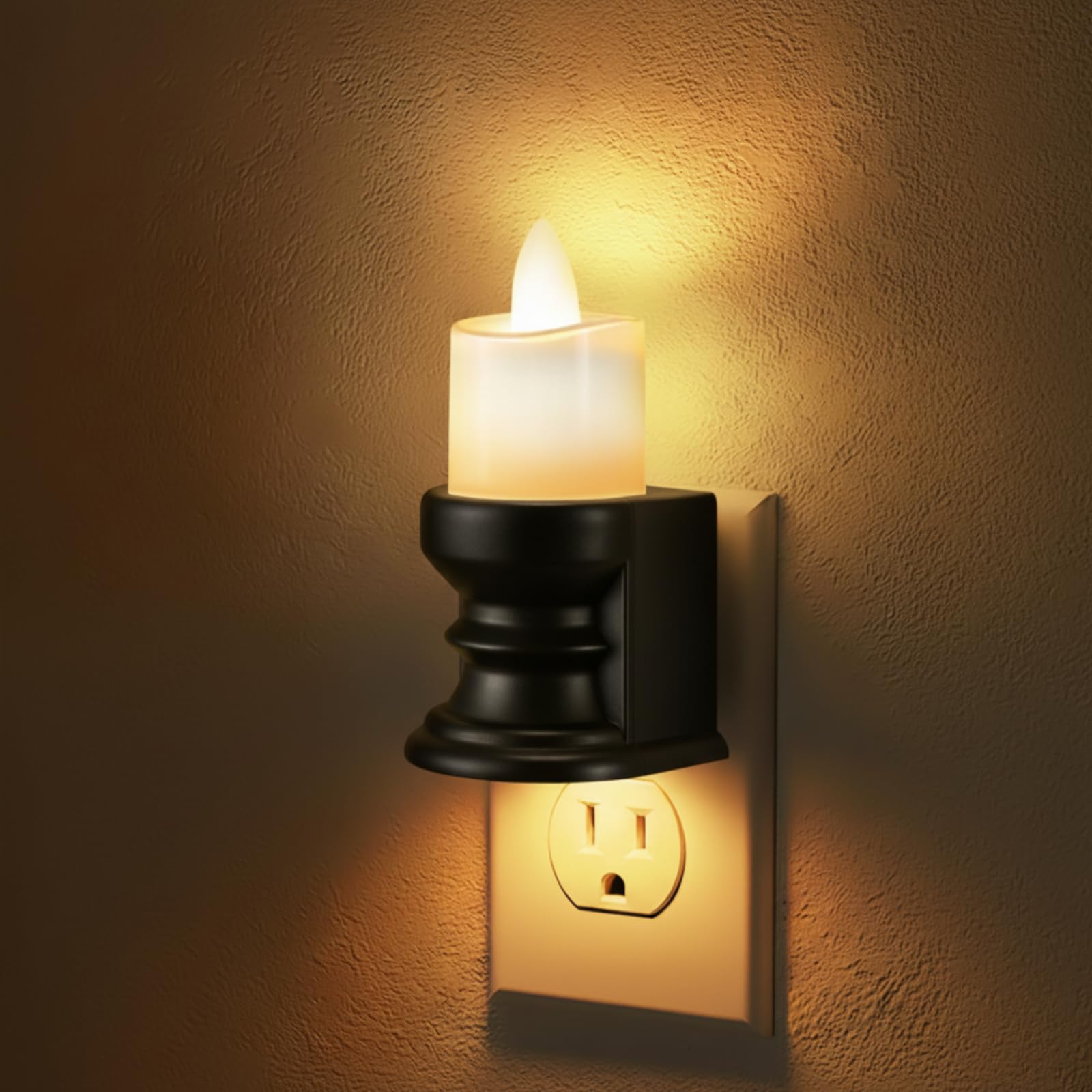Meonum Flickering Flameless Candle Night Light Plug in Dimmable LED Nightlight with Dusk to Dawn Sensor Decorative Candle