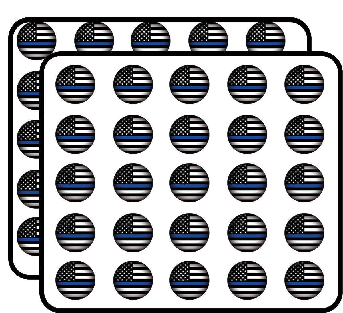 Thin Blue Line American Flag Circle Support Police Sticker for Scrapbooking, Calendars, Arts, Kids DIY Crafts, Album, Bullet Journals 50 Pack